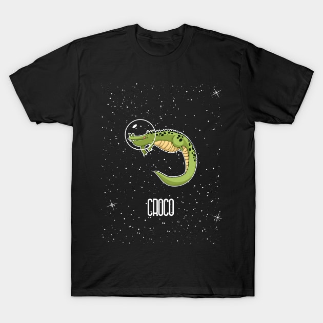 Space CROCODILE-FUNNY CROCODILE IN SPACE T-Shirt by happy6fox